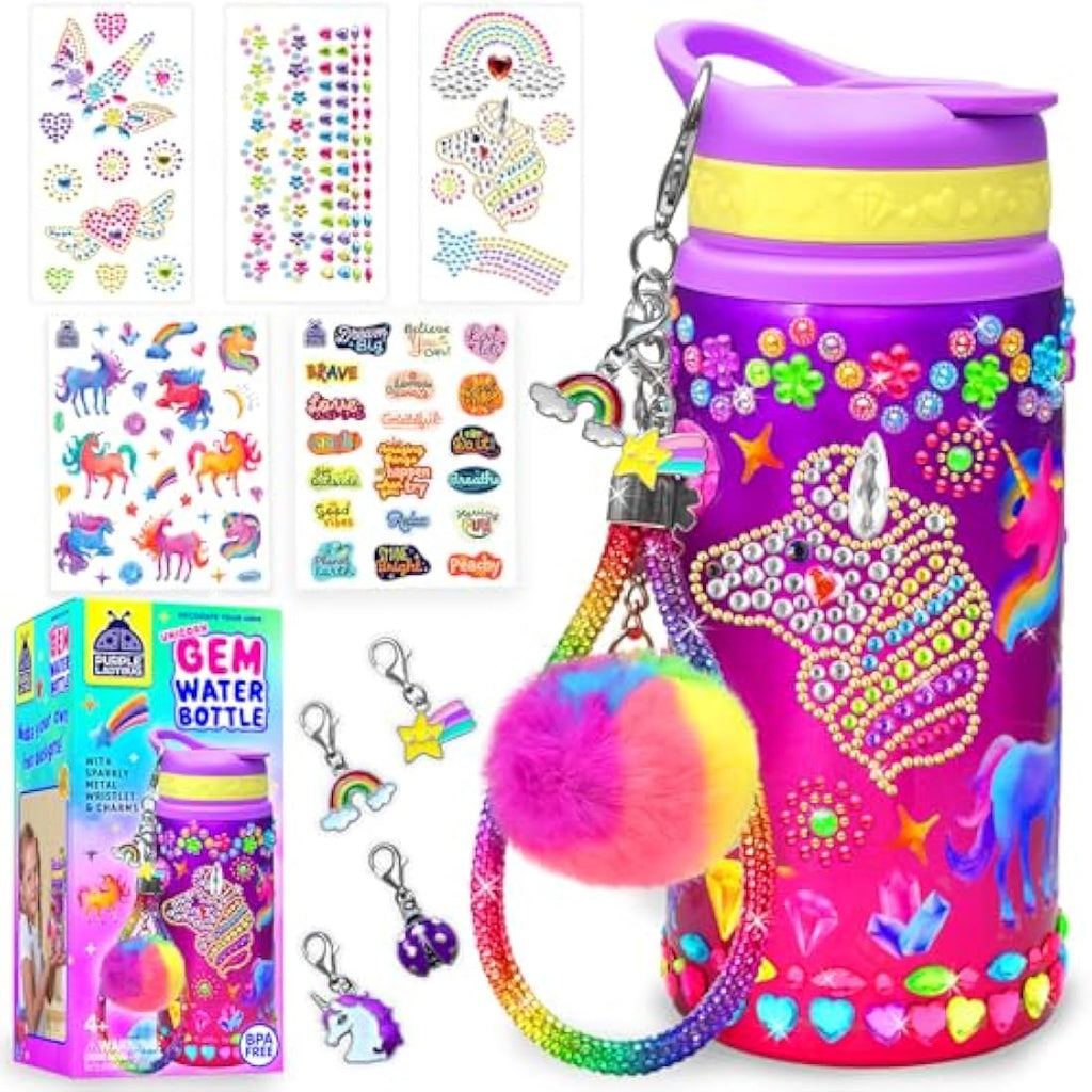 Purple Ladybug Unicorn Water Bottle Craft Kit for Girls Ages 5-12