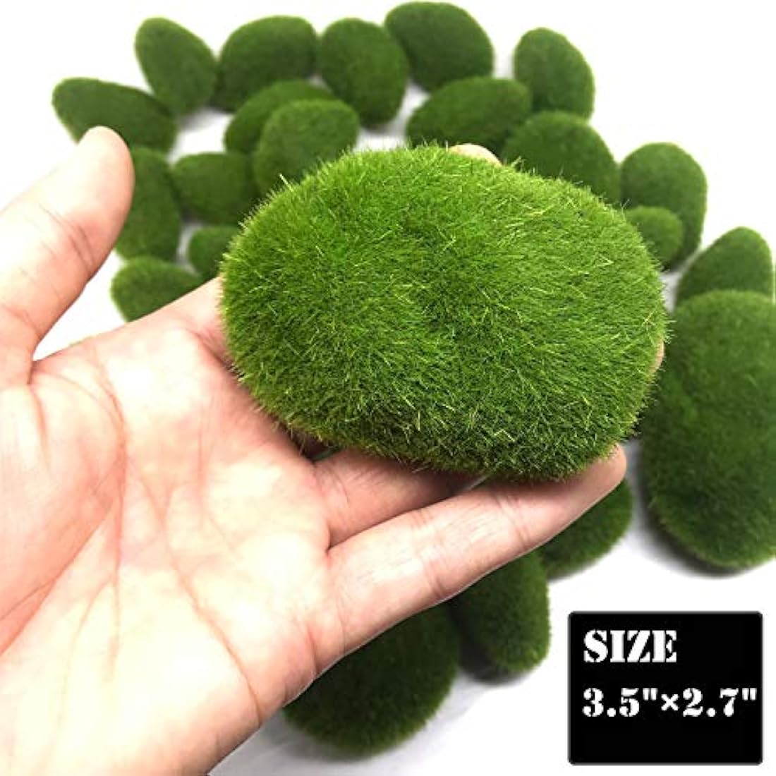Woohome 30 PCS Artificial Moss Rocks – Green Faux Moss Balls for Decor
