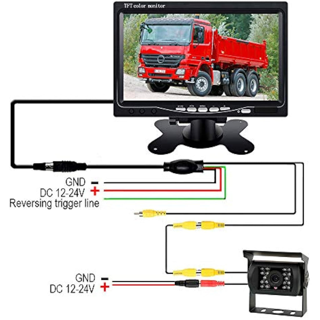 7" HD Backup Camera Kit | 18 LED Night Vision for Trucks