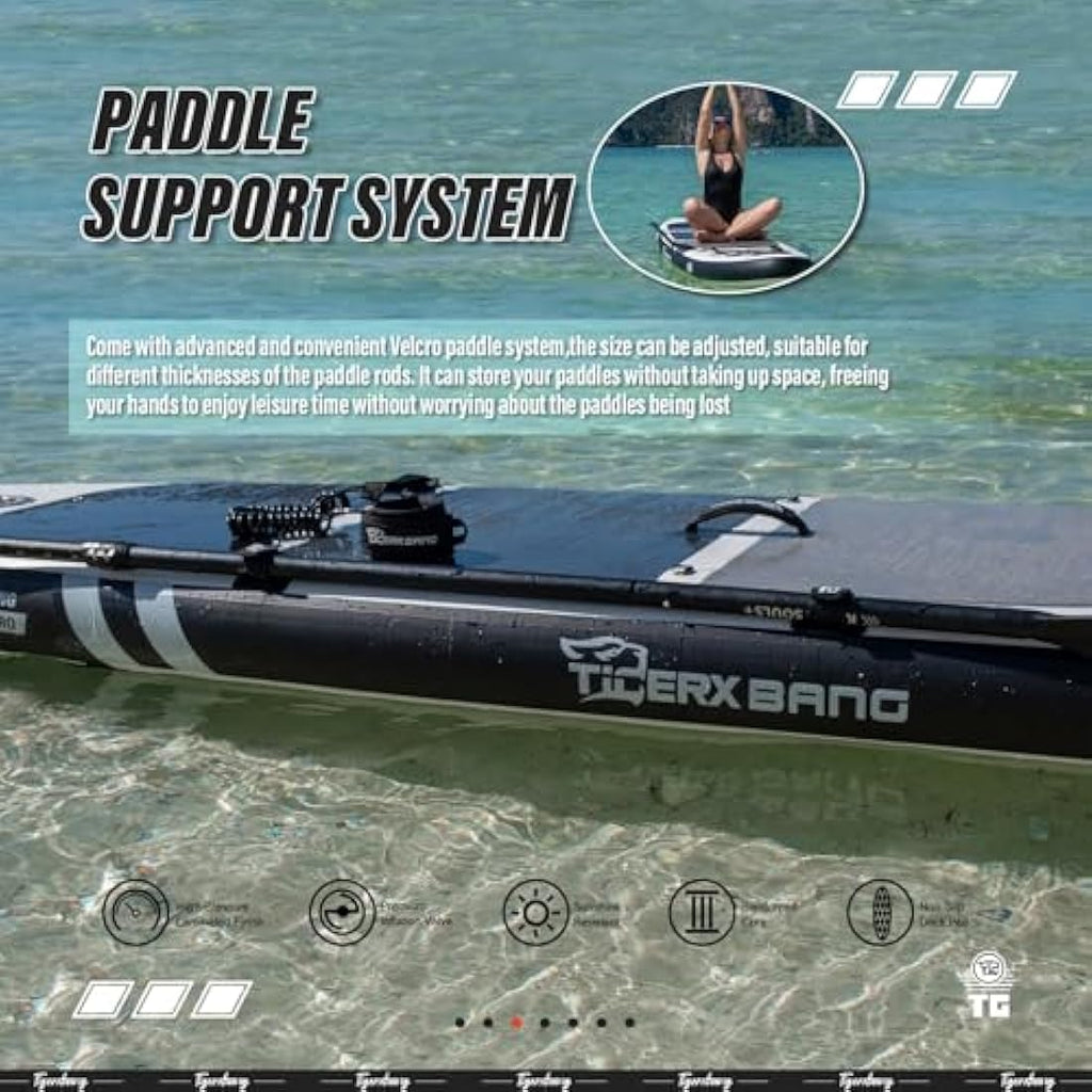 TIGERXBANG Inflatable Stand Up Paddle Board – 10'6" Military Grade SUP