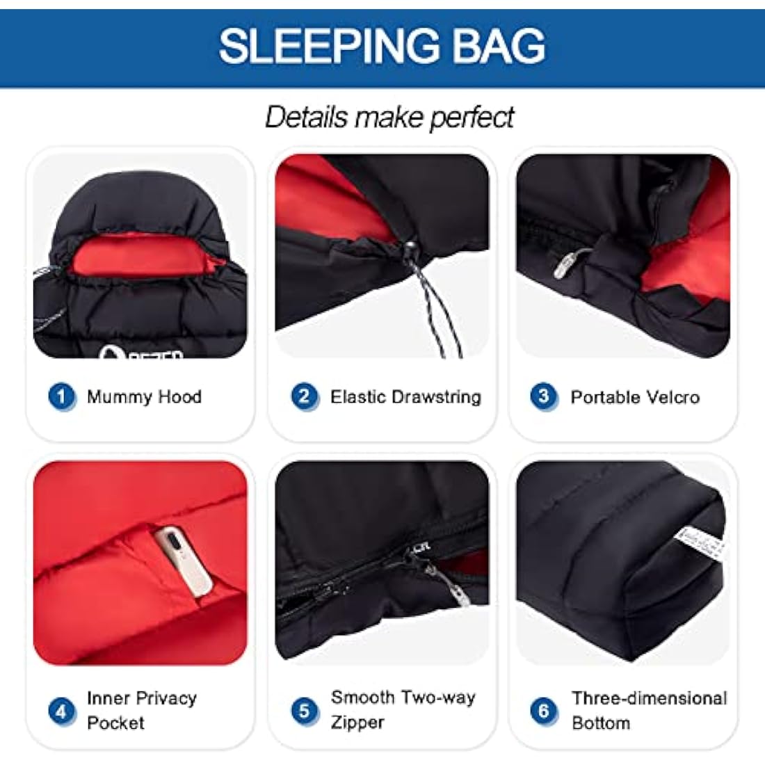 QEZER Ultralight Down Sleeping Bag | 600FP Duck Down Backpacking Gear