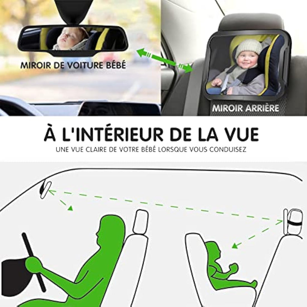 Vinabo Baby Car Mirror – Shatterproof Wide-Angle Rear Seat Mirror