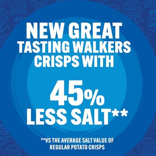 Walkers Less Salt Lightly Salted Crisps – 45g Potato Chips (Case of 32)