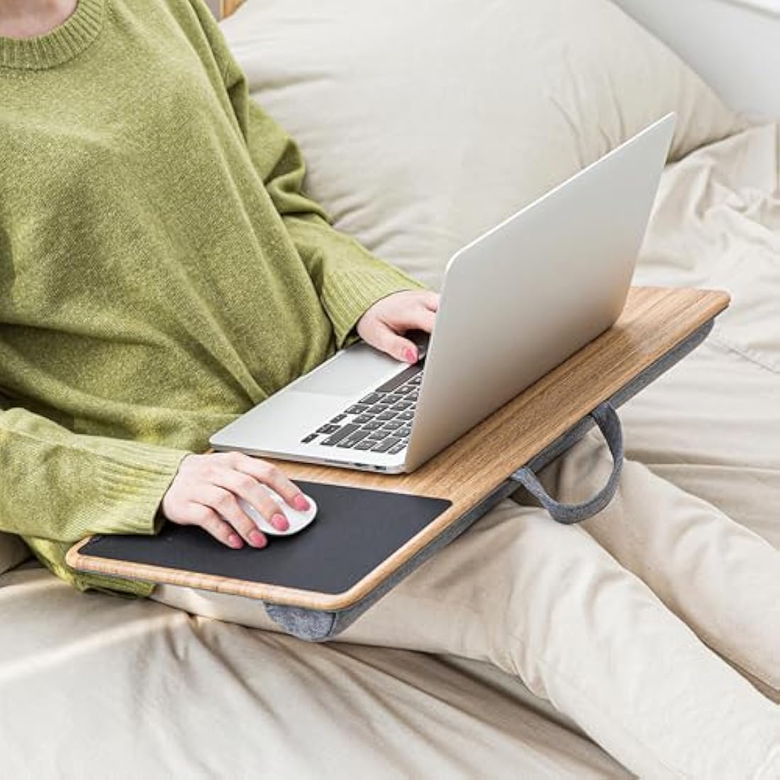 ergomi Lap Desk for Bed – Large 17” Laptop Tray with Cushion & Wrist Rest