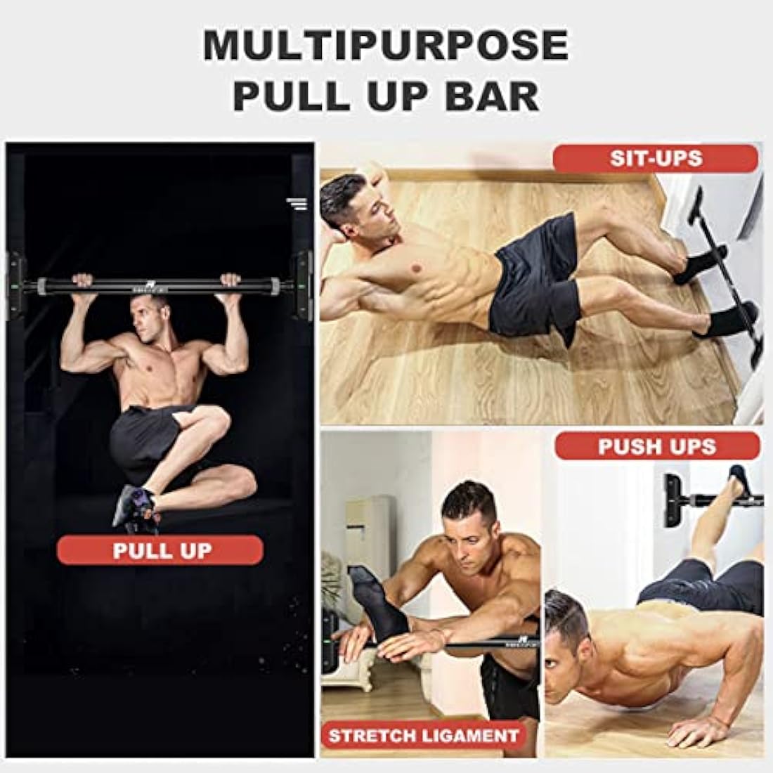 Rhinosport Door Pull Up Bar | No-Screw Chin Up Bar for 72-95cm Doorways