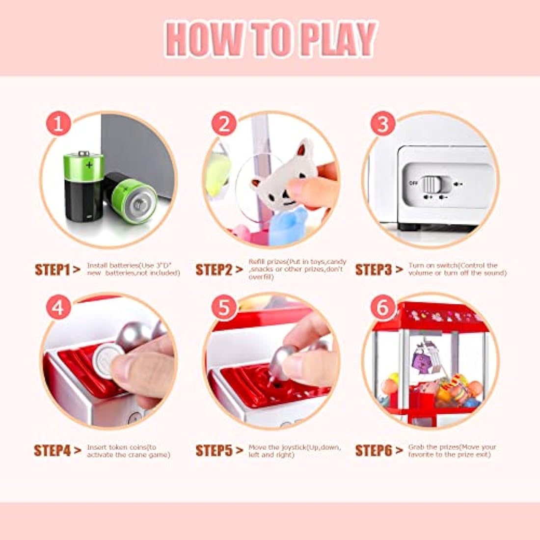 Mini Claw Machine Arcade Game – Candy Grabber with 10 Plush Toys