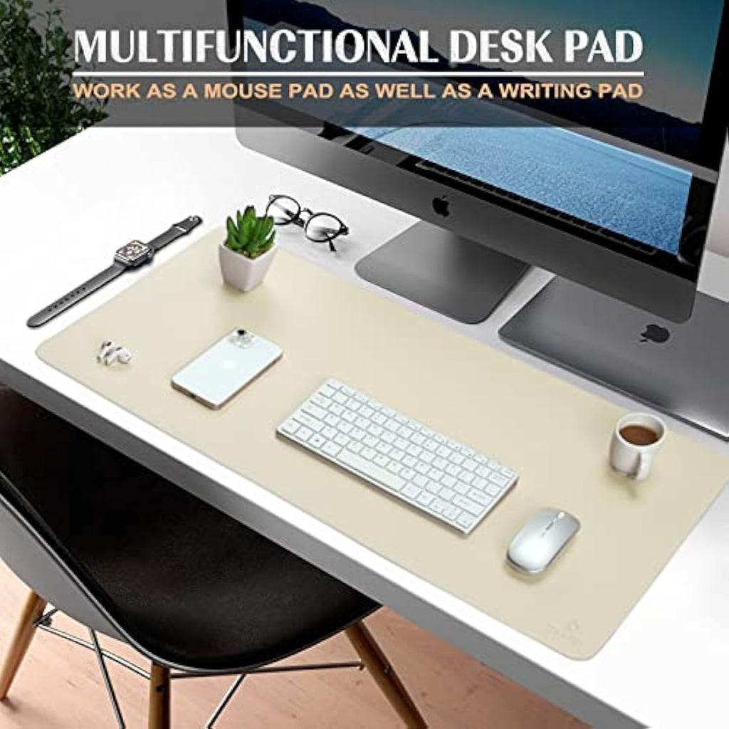 Jolof Store Leather Desk Mat – Large Office Mouse Pad & Blotter, Ivory