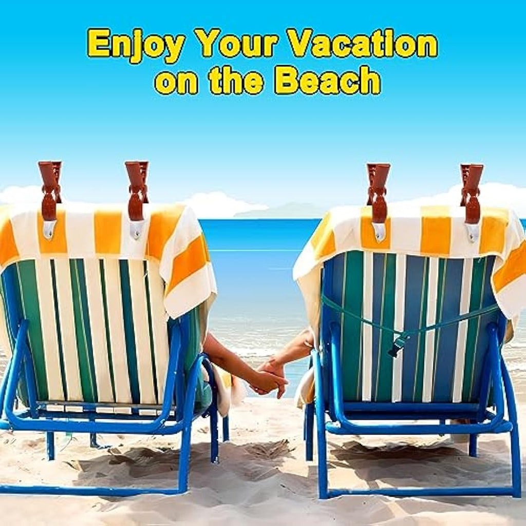 Beach Towel Clips – 6 Pcs Large Plastic Pool Chair Clamps, Brown