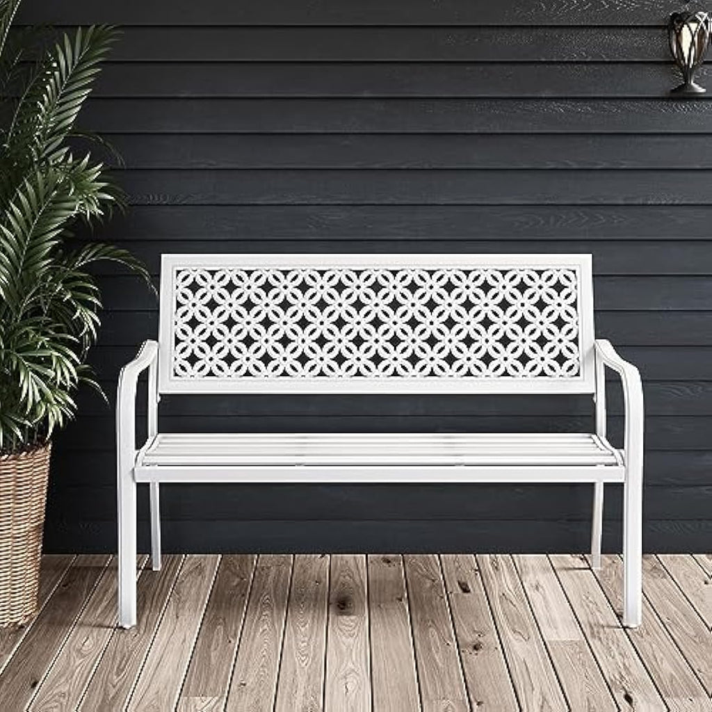 Jolof Store Garden Bench – 3 Seater Rust-Resistant Metal Outdoor Seat
