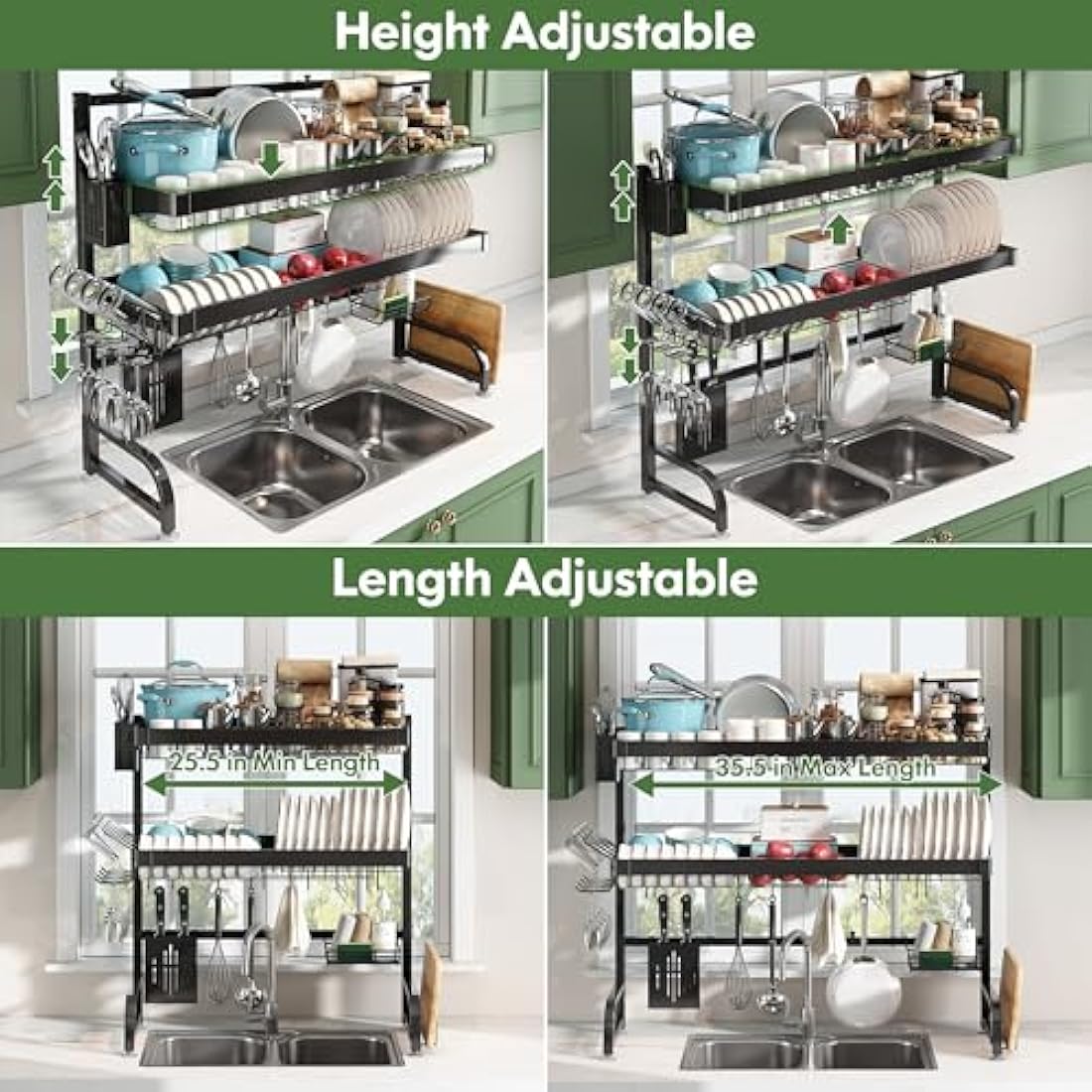 Over Sink Dish Drying Rack – 3 Tier 304 Stainless Steel