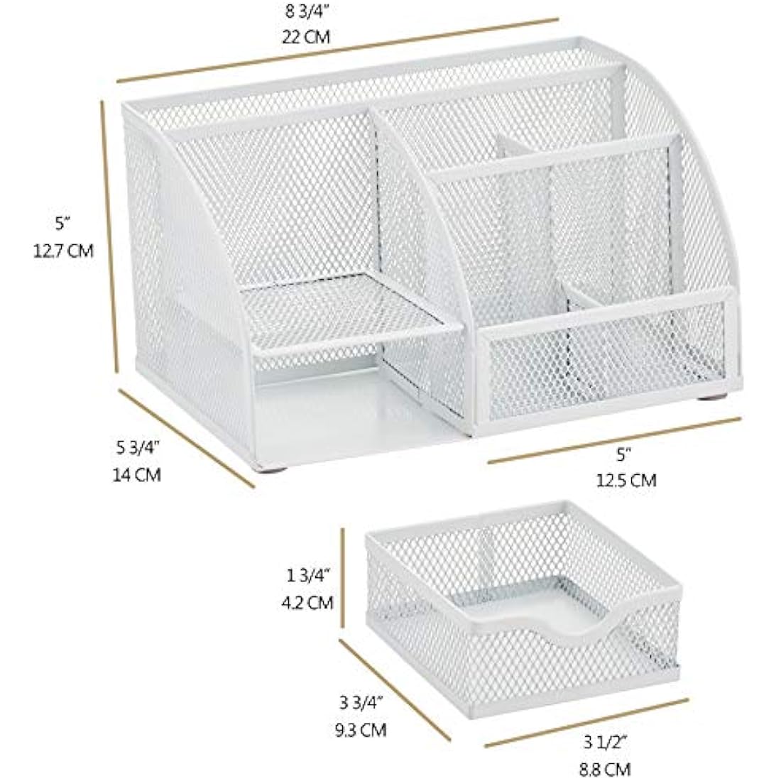 Exerz Mesh Desk Organiser – 7 Compartment Multifunctional Caddy, White