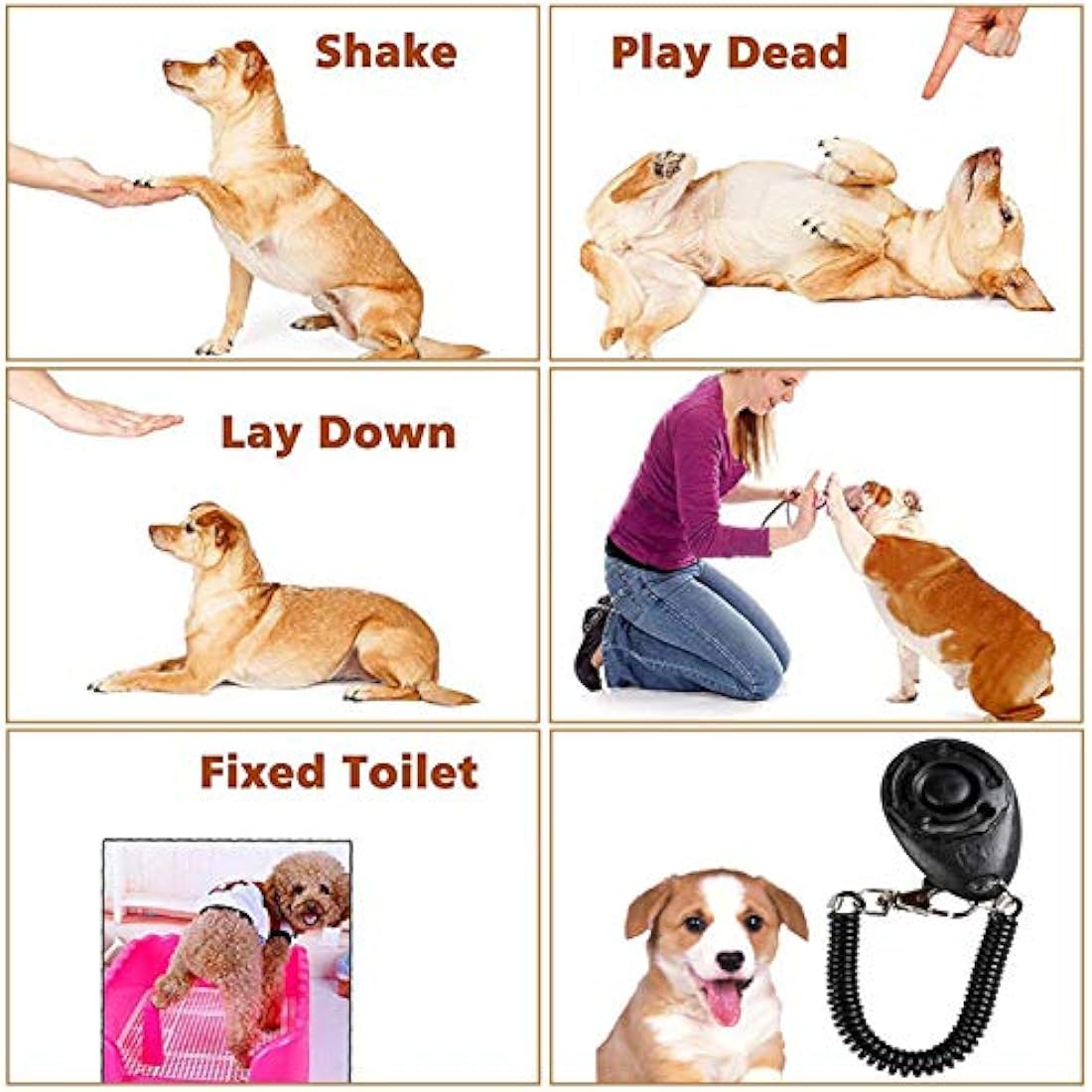 Bestomrogh Dog Training Clicker 8-Pack with Wrist Strap – Multi-Color