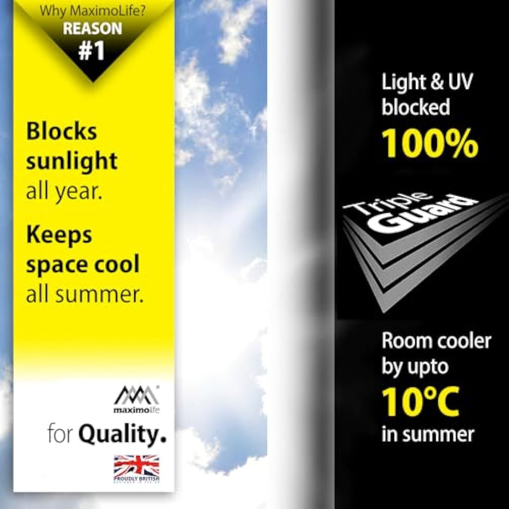 MaximoLife 100% Blackout Blind – Cut-to-Size Portable Window Curtain