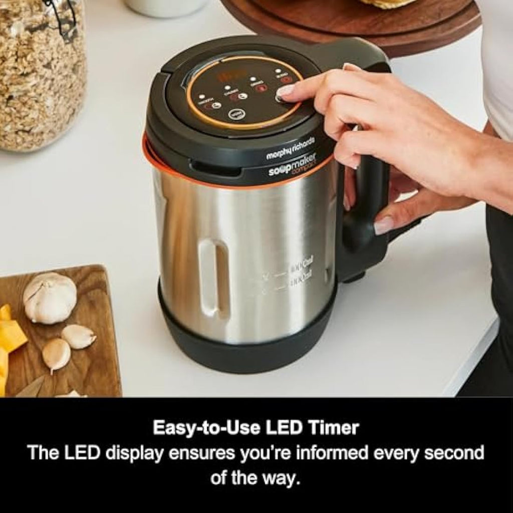 Morphy Richards Compact Soup Maker | 1L Blend & Cook | Black & Steel