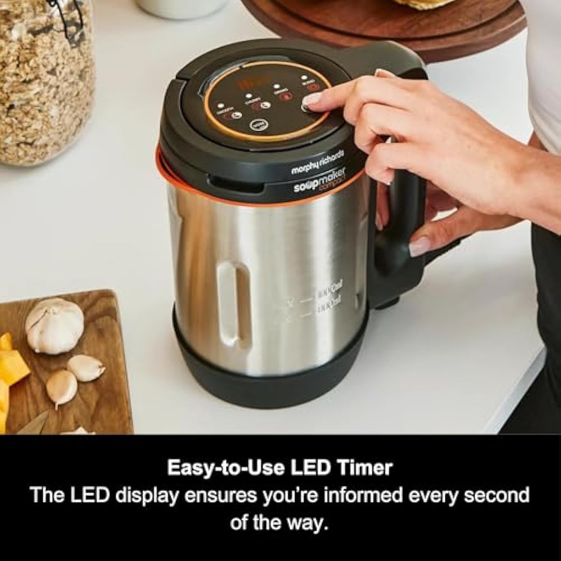 Morphy Richards Compact Soup Maker | 1L Blend & Cook | Black & Steel