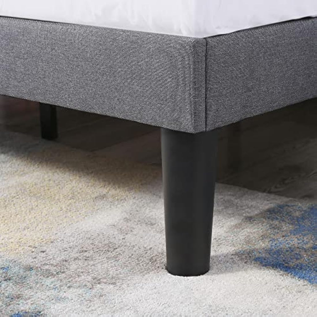 Merax 3FT Single Upholstered Bed Frame | Grey Linen Wingback Bed