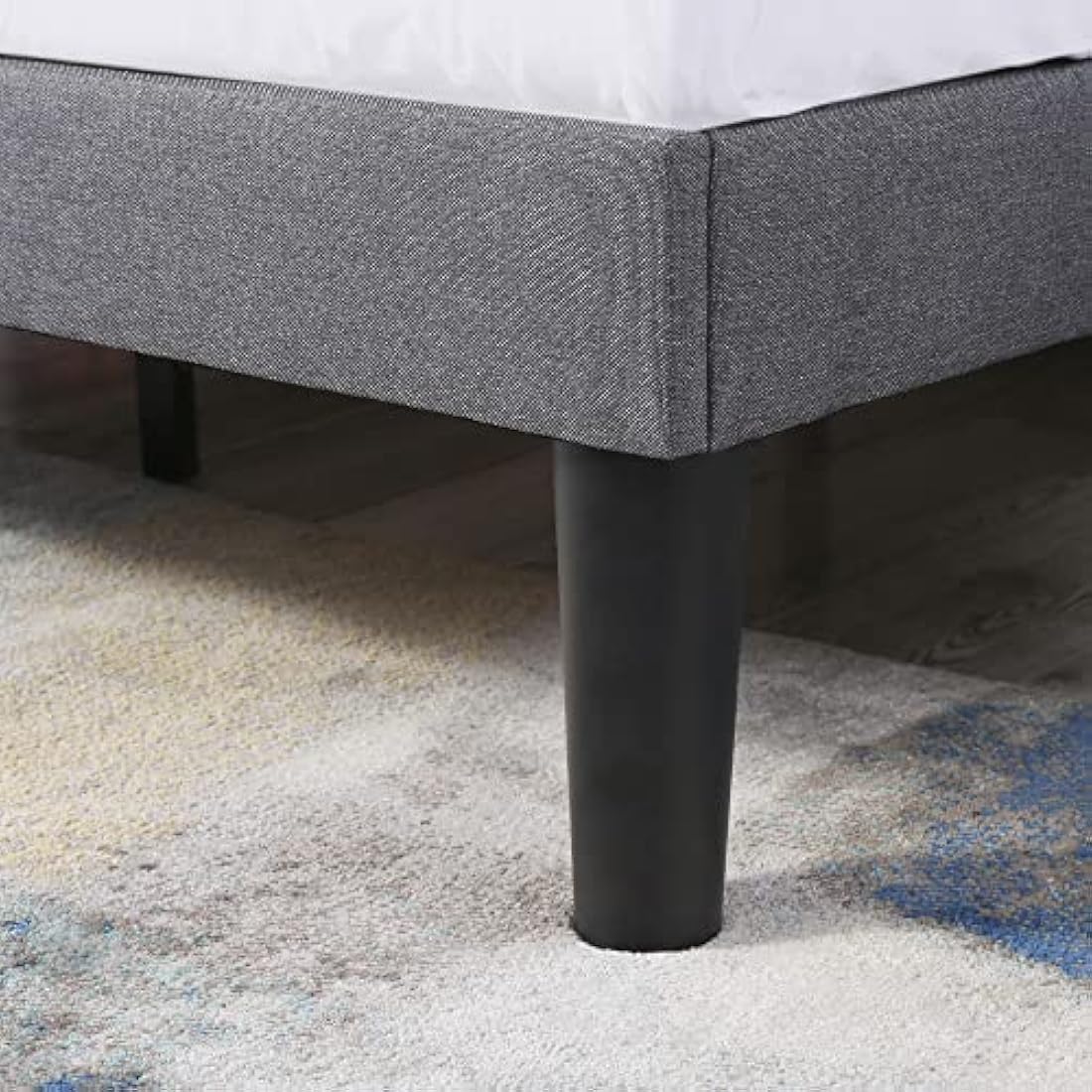 Merax 3FT Single Upholstered Bed Frame | Grey Linen Wingback Bed