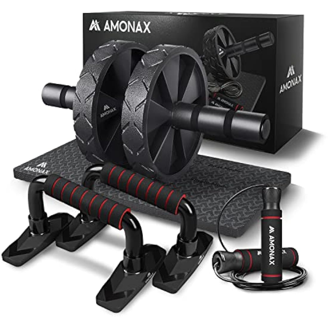 Amonax Convertible Ab Roller Wheel and Home Gym Fitness Equipment Set