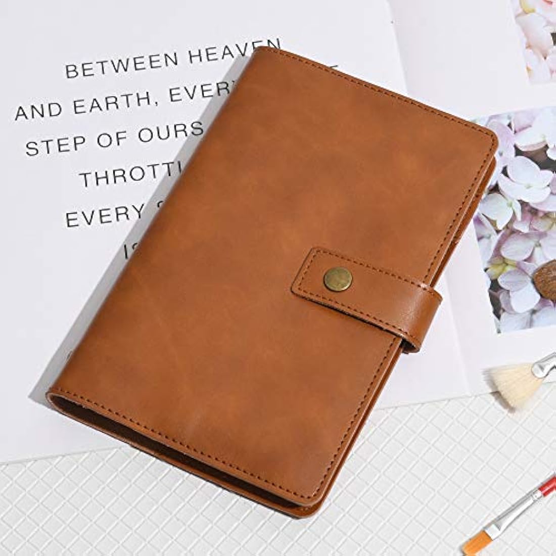 Jolof Store A6 Leather Refillable Notebook – Brown Dot Grid Spiral Journal