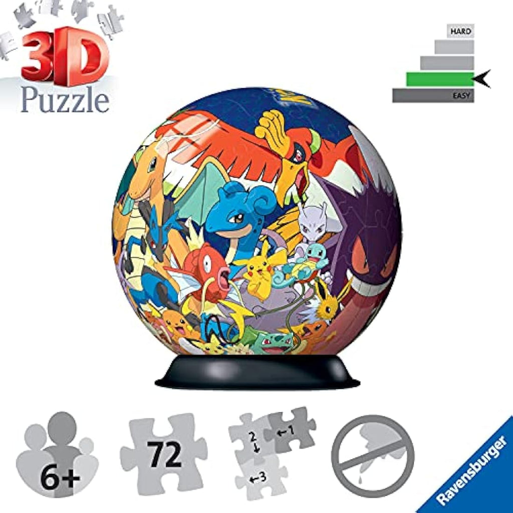 Ravensburger Pokemon 3D Jigsaw Puzzle Ball - 72 Pieces - Ages 6+
