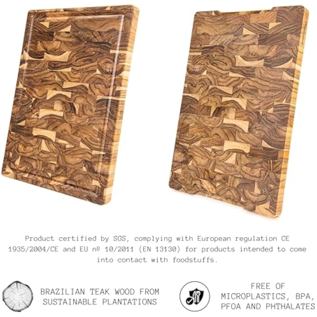 Erreke End Grain Teak Wood Chopping Board with Juice Groove – 44cm