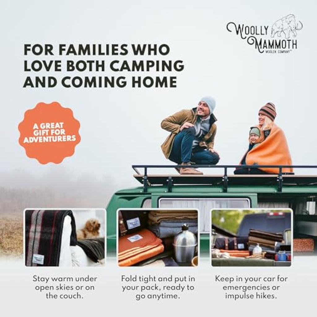 Merino Wool Blanket – 66" x 90" Heavyweight Outdoor Camp Throw