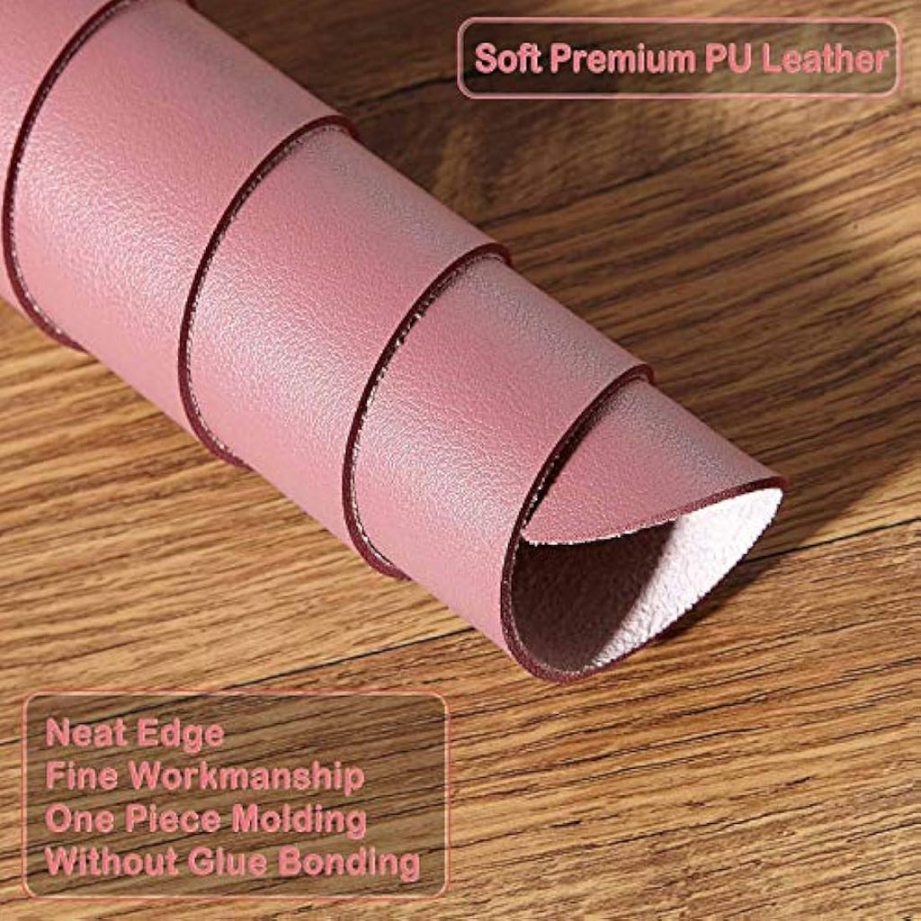 DOBAOJIA PU Leather Desk Pad - Waterproof Mouse Mat, Dark Pink, 27.5x13.8"