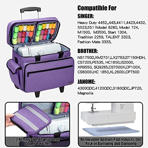 Sewing Machine Trolley Bag | Rolling Case with Wood Pad
