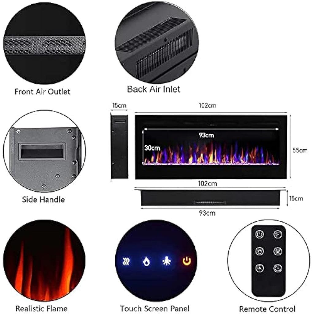 Jolof Store Electric Fireplace – Wall Mounted Recessed LED Heater