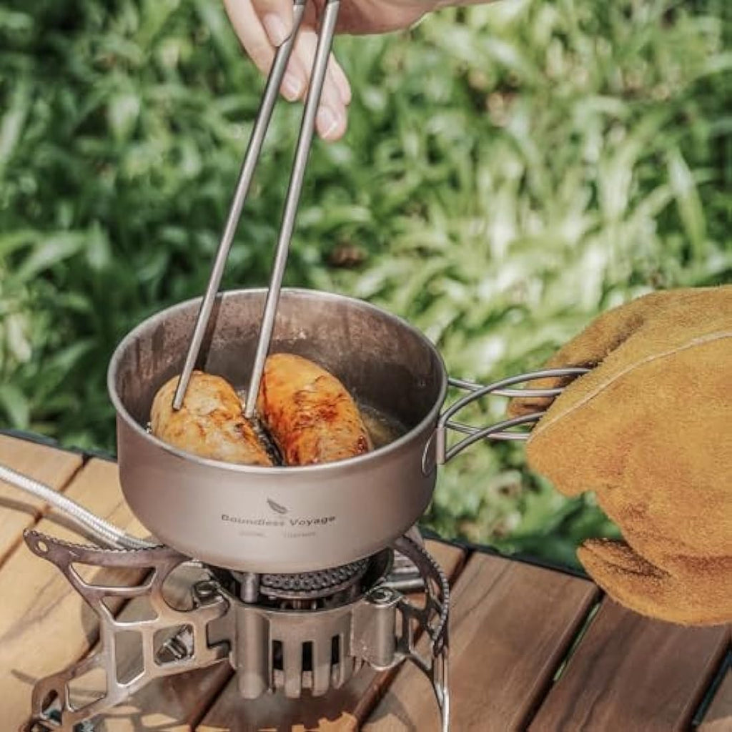 iBasingo Titanium Camping Cookware Set – Lightweight Backpacking Mess Kit