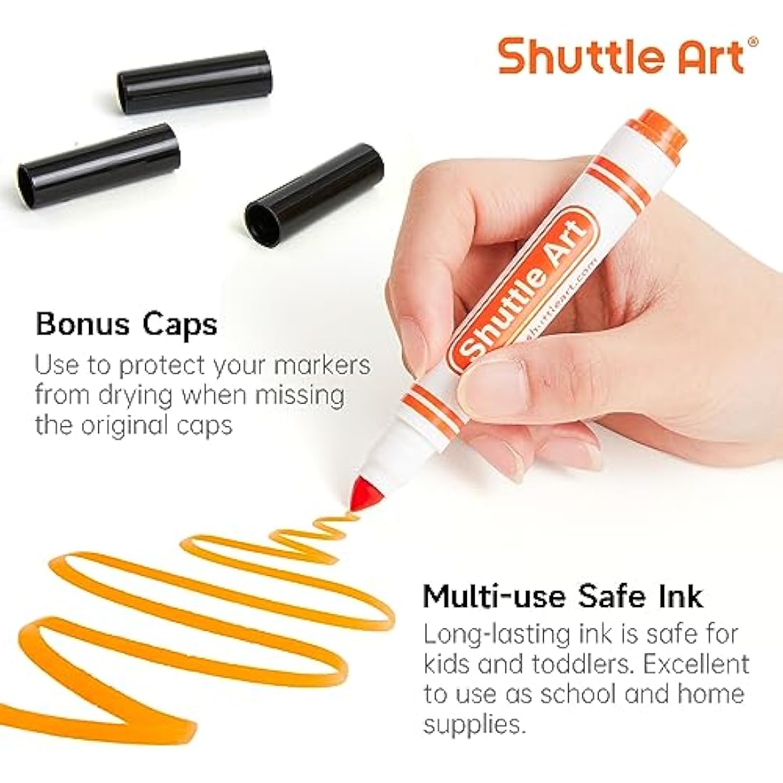 Shuttle Art 304 Bulk Washable Markers | 16 Colors Broad Line Classpack