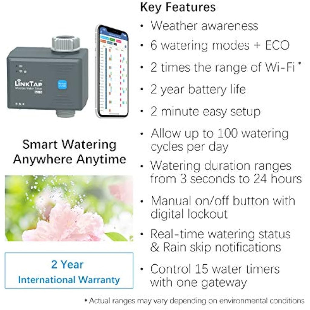LinkTap G1S Wireless Water Timer & Gateway | Smart Weather-Aware Irrigation