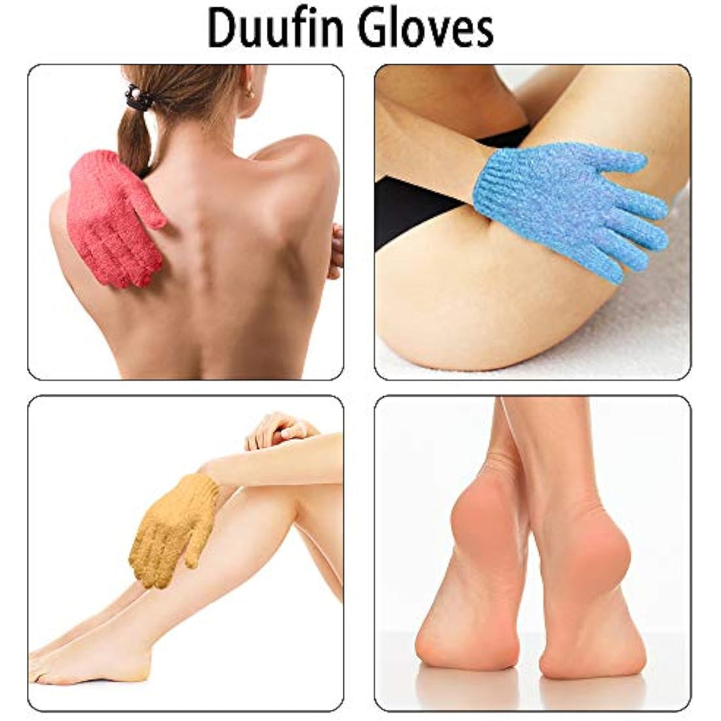 Duufin Exfoliating Gloves – 14 Pairs Nylon Body Scrubber in 7 Colors