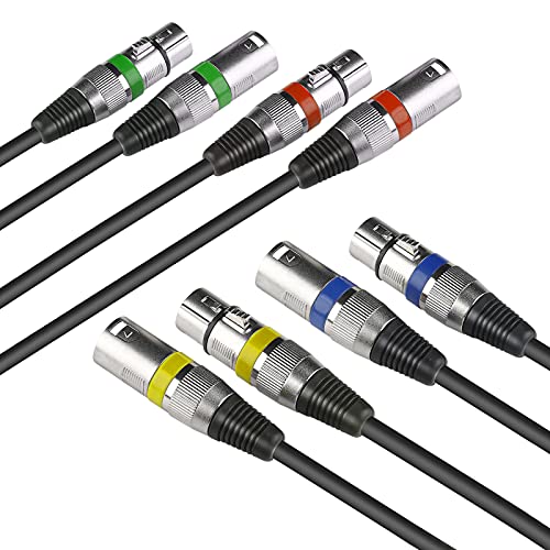 Jolof Store 3 Pin DMX Cable 4 Pack – 10ft XLR Male to Female Mic Leads