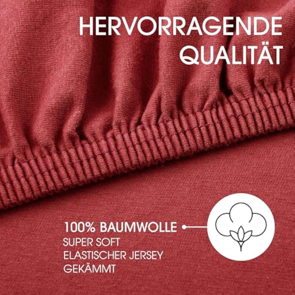 CelinaTex Lucina Cotton Fitted Sheet | 180x200-200x200cm | Ruby Red