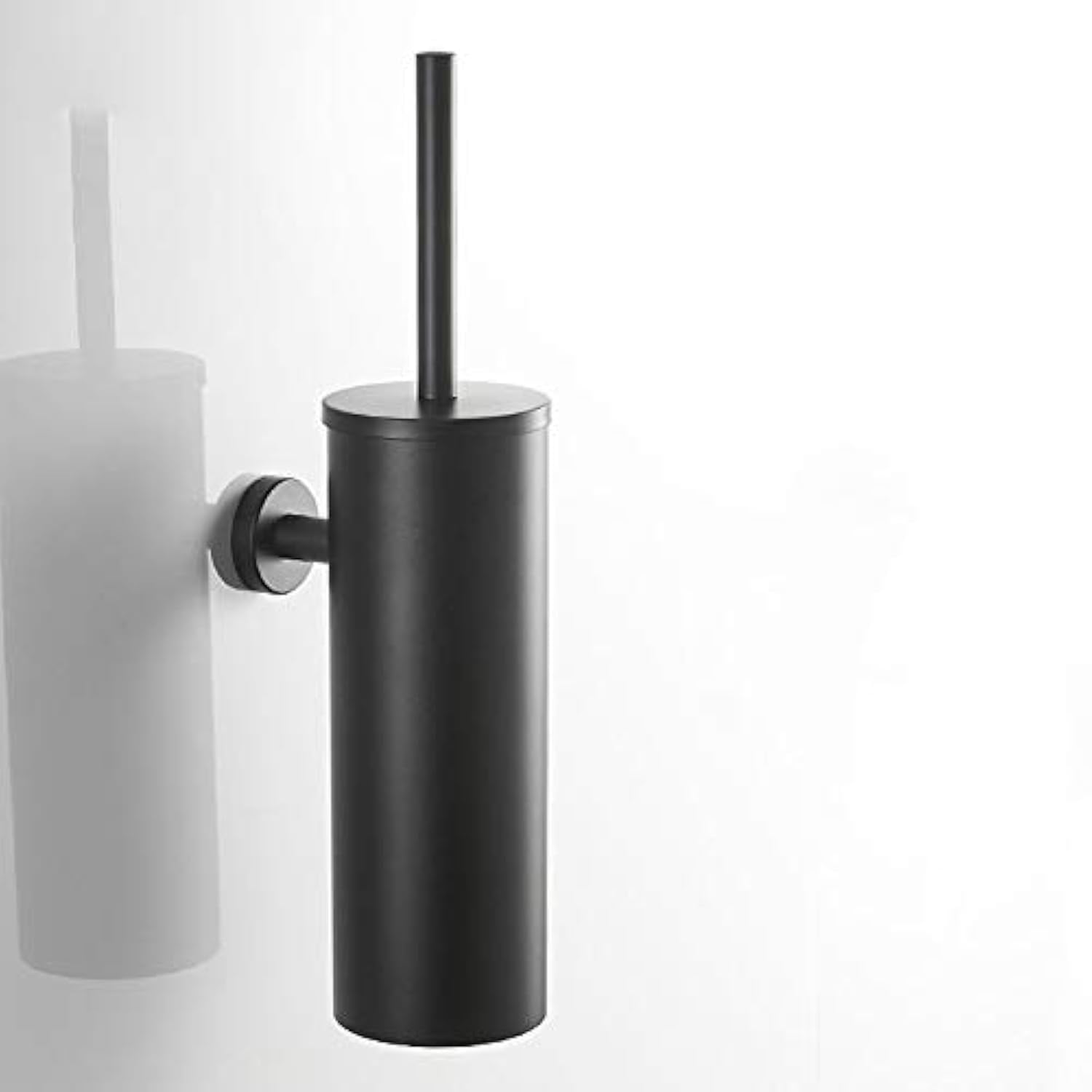 Stainless Steel Toilet Bowl Brush and Holder - Black Wall Mount