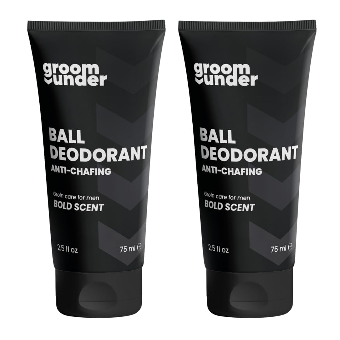 Groom Under Men's Ball Deodorant & Anti-Chafing Lotion with Aloe, 75ml 2-Pack