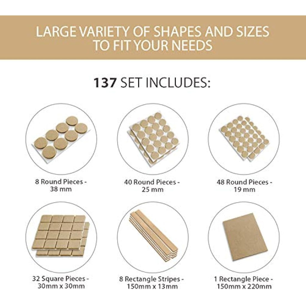 Furniture Felt Pads | 137 Piece Set for Wood Floor Protection