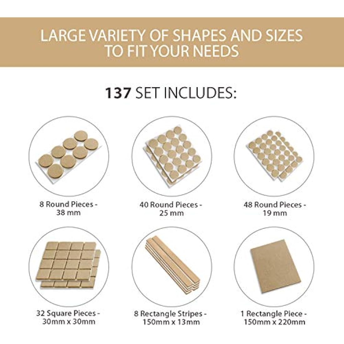 Furniture Felt Pads | 137 Piece Set for Wood Floor Protection