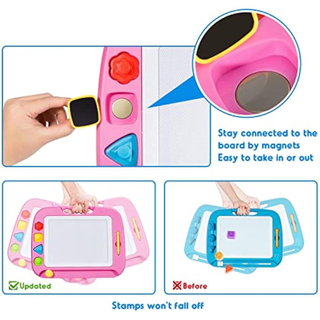 SGILE Large Magnetic Drawing Board – Pink Doodle Pad for Toddlers