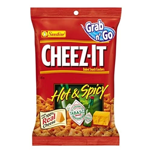 Cheez-It Hot & Spicy Baked Cheese Crackers – 6 x 85g Snack Bags