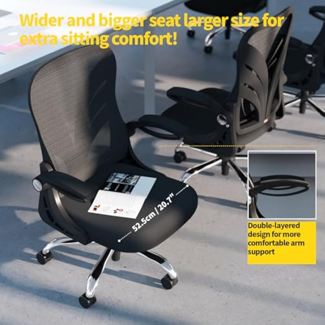 HOLLUDLE Ergonomic Mesh Office Chair – Foldable Backrest & Lumbar Support