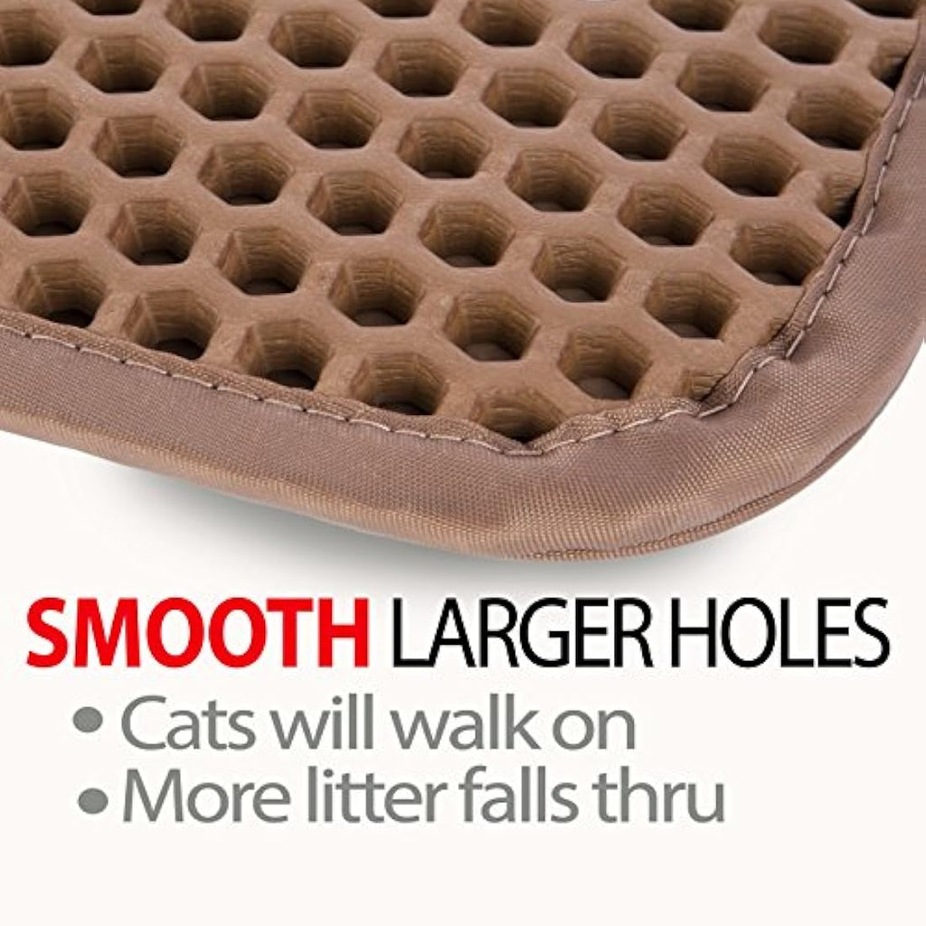 iPrimio Cat Litter Mat – 32" x 30" Large Waterproof Litter Trapper, Brown