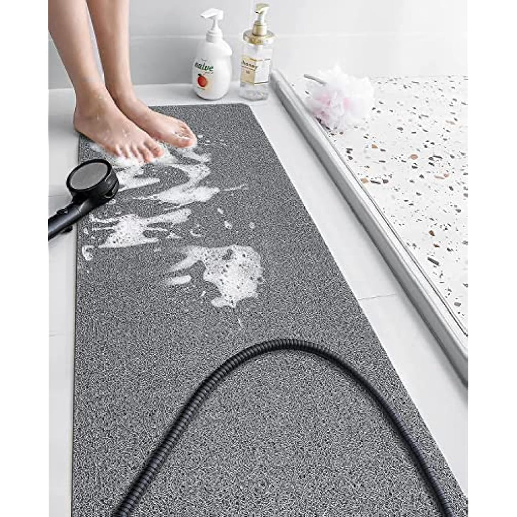 Loofah Shower Mat – Non-Slip Quick-Drying PVC Bath Mat, Grey