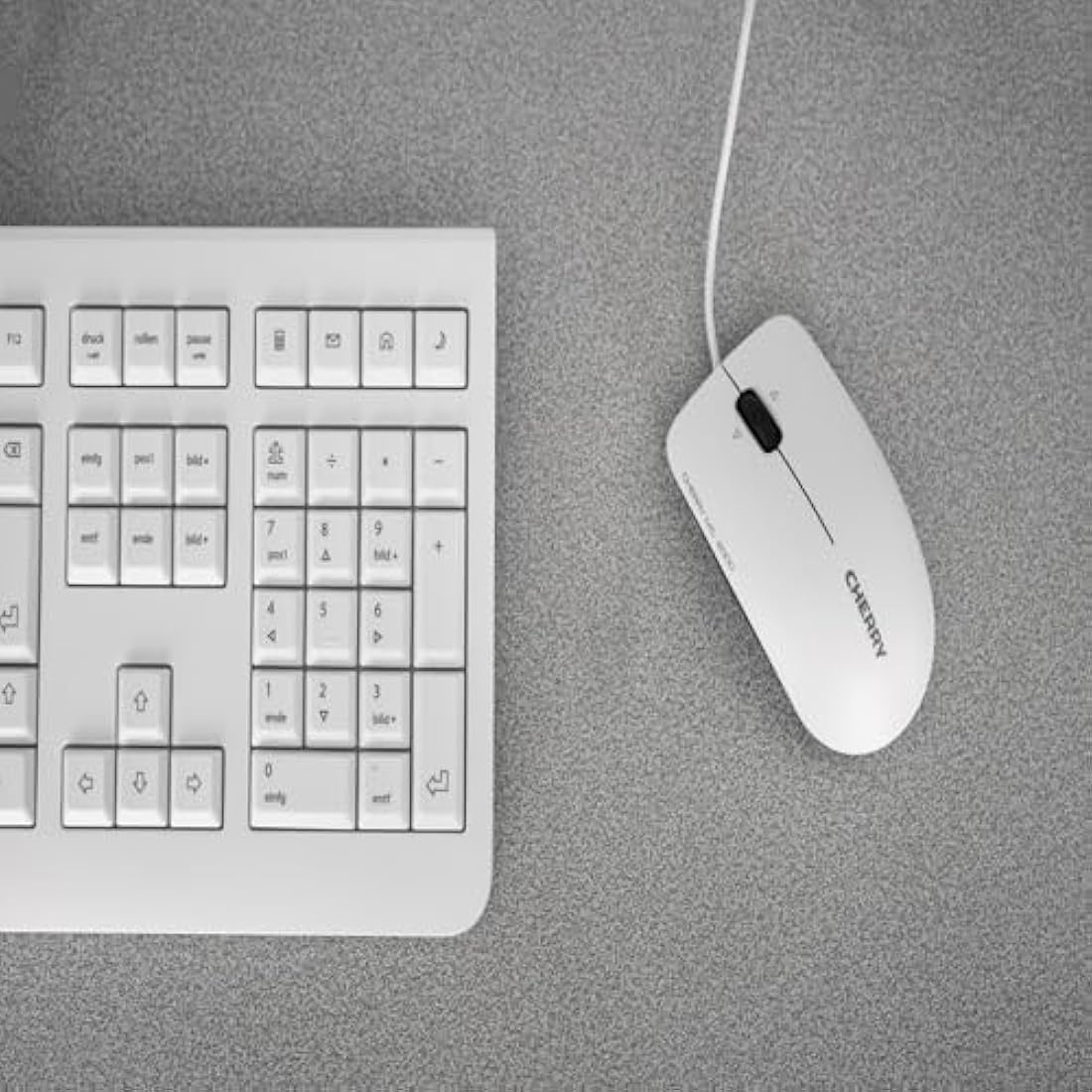 CHERRY KC 1000 Wired Keyboard | Full-Size Quiet Office Keys | White-Grey