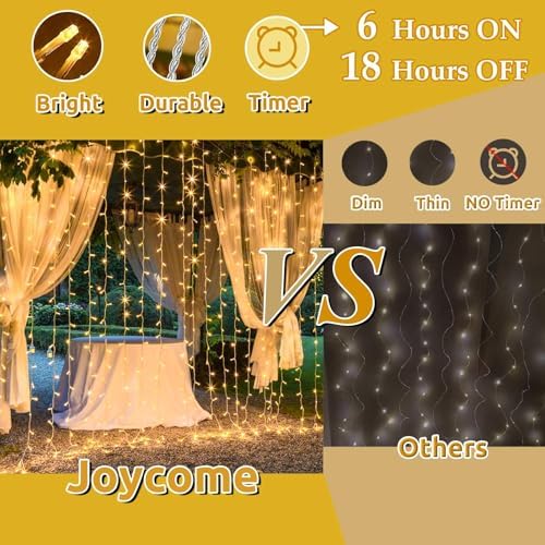 Jolof Store 600 LED Curtain Fairy Lights | 6m x 3m Waterproof Warm White