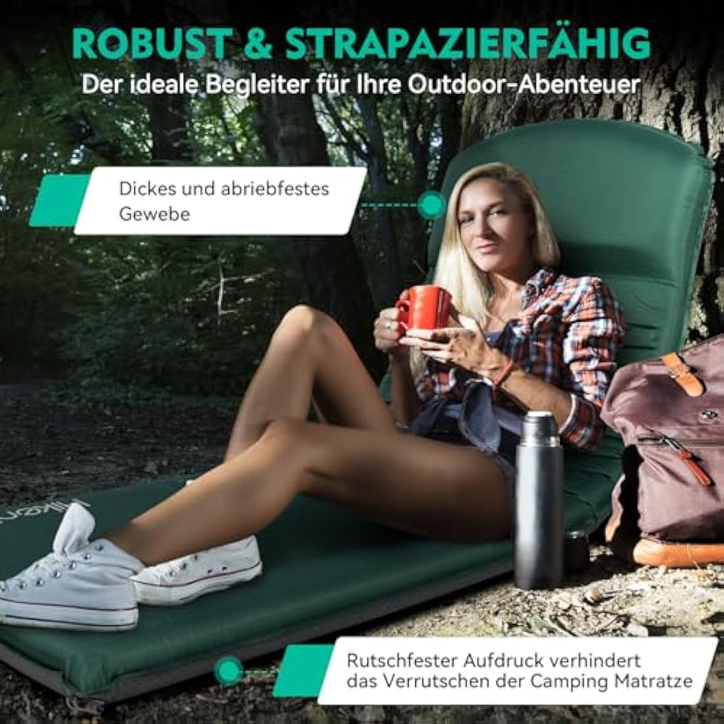 Hikenture Self-Inflating Sleeping Mat – 8cm Thick Foam Camping Mattress