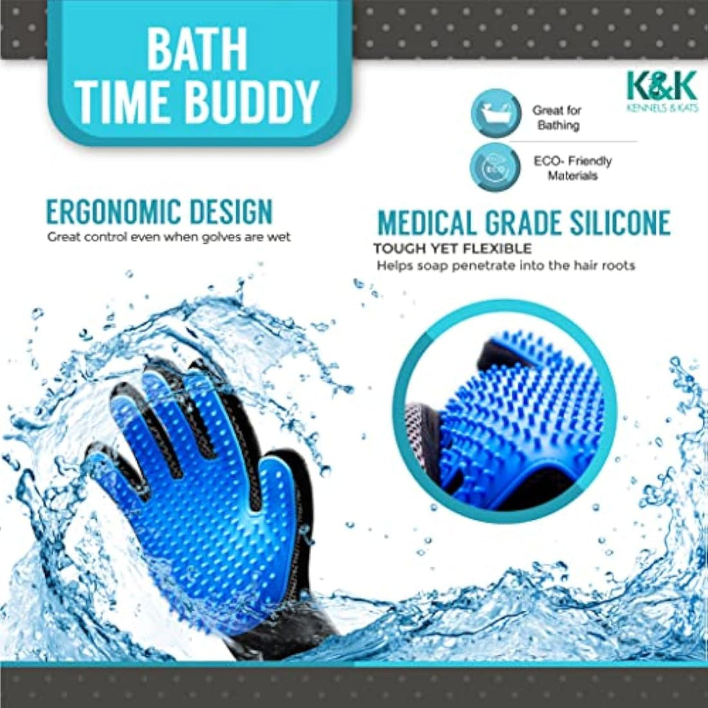 Kennels & Kats Pet Grooming Glove – 260 Silicone Tips De-shedding Mitt