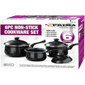 6 Pcs Black Carbon Steel Non-Stick Saucepan Set with Lids