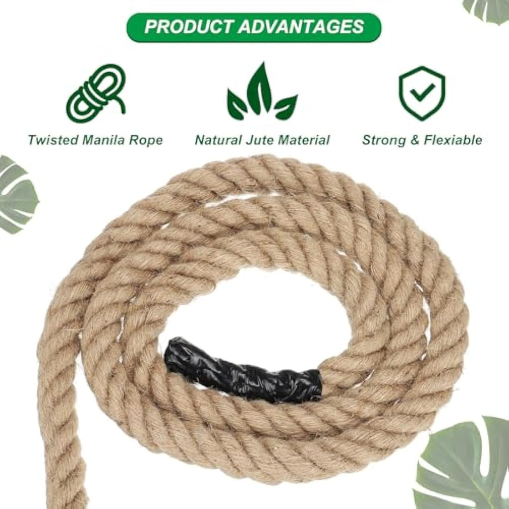 PATIKIL 1.5" x 50 Ft Twisted Manila Jute Rope for Tug of War & Decor